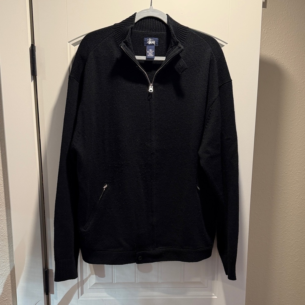 Men's Stussy Black Zip Up Sweater